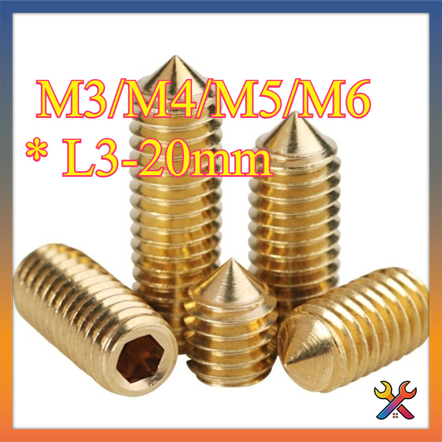 สแตนเลสสกรู ทองเหลือง ปลายแหลม ยึดแน่นM3/M4/M5/M6 * L3-20mmYCD(-Y)