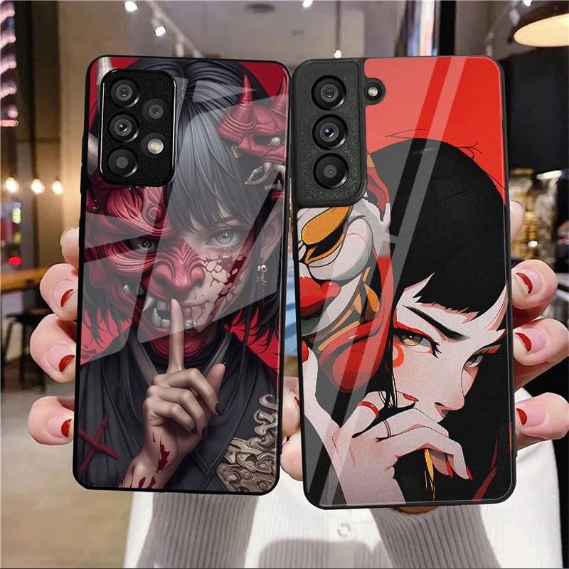 SAMSUNG ญี่ปุ่นSamurai Oni MASK 08 แก้วสําหรับSamsung Galaxy A14 A16 A30 A22 A32 A33 A15 A35 A42 A55