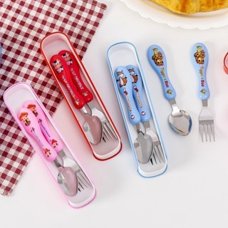 Aura Teeชุดช้อนส้อมพกพา ชุดช้อน+ช้อนส้อม สำหรับเด็ก ลายการ์ต…