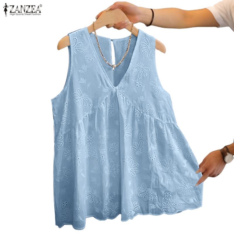 ZANZEA Tank Top สไตล์เกาหลี แขนกุดหลวม ดีไซน์เรียบหรู เหมาะสำหรับผู้หญิง