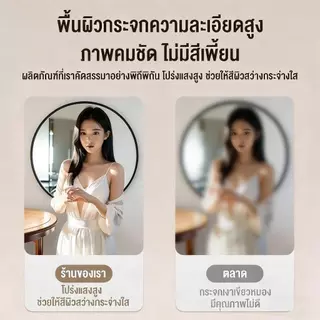 8.8🎁BLOOM กระจกห้องน้ำติดผนัง 40/50/60 ซม กระจกแท้ผิวเรียบ ไม่ต้องเจาะผนัง พร้อมชั้นเก็บของ กระจกกลม