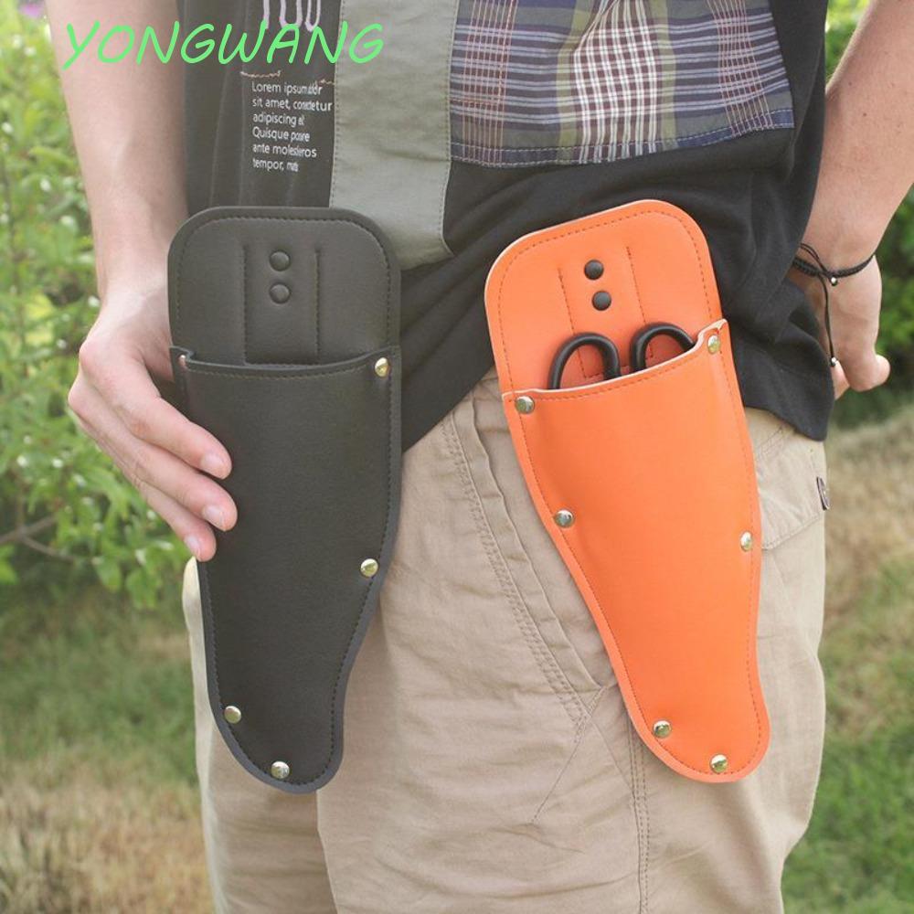 YONGWANG กล่องกรรไกรสวน, ป้องกัน PU หนัง Pruner Sheath, กระเป๋าพร้อมปุ่มล็อคทนทานปฏิบัติกรรไกรตัดแต่งกิ่งฝาครอบสวนกรรไกร