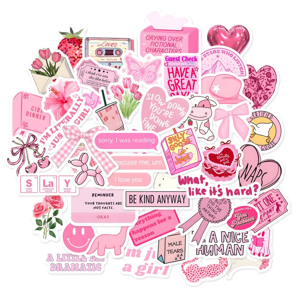 50 ชิ้น PINK THEME STICKERS ST111 AESTHETIC PINKY น่ารัก
