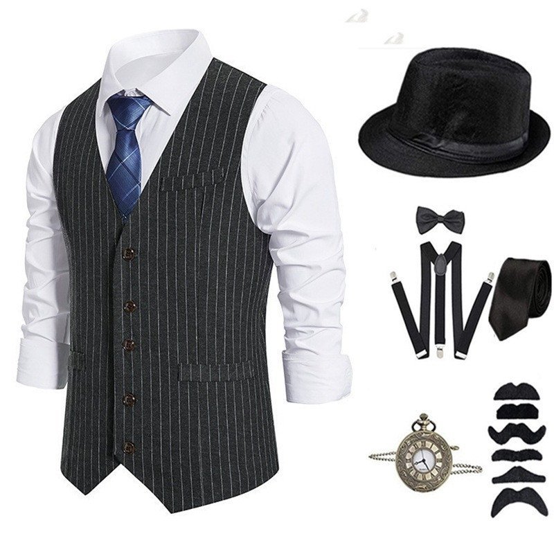 เสื้อกั๊กลายทาง สไตล์ Gatsby สำหรับปาร์ตี้ S-6XL