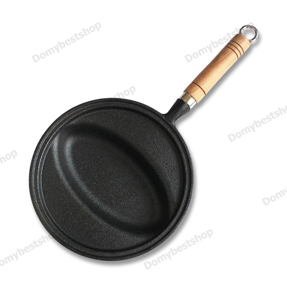 COD กระทะเหล็กหล่อด้ามไม้ Omurice ทําอาหารหม้อ Anti-Scald ไข่เจียวไข่หม้อสําหรับโฮมเมด Omurice ทําอา