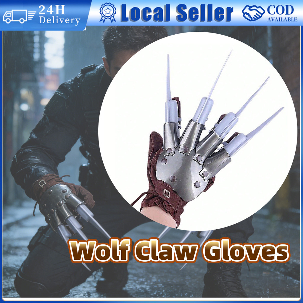 1PC Wolverine Ghost Claws ถุงมือ Freddy Krueger ถุงมือฮาโลวีน Ghost Festival Props ถุงมือนักฆ่ากรงเล