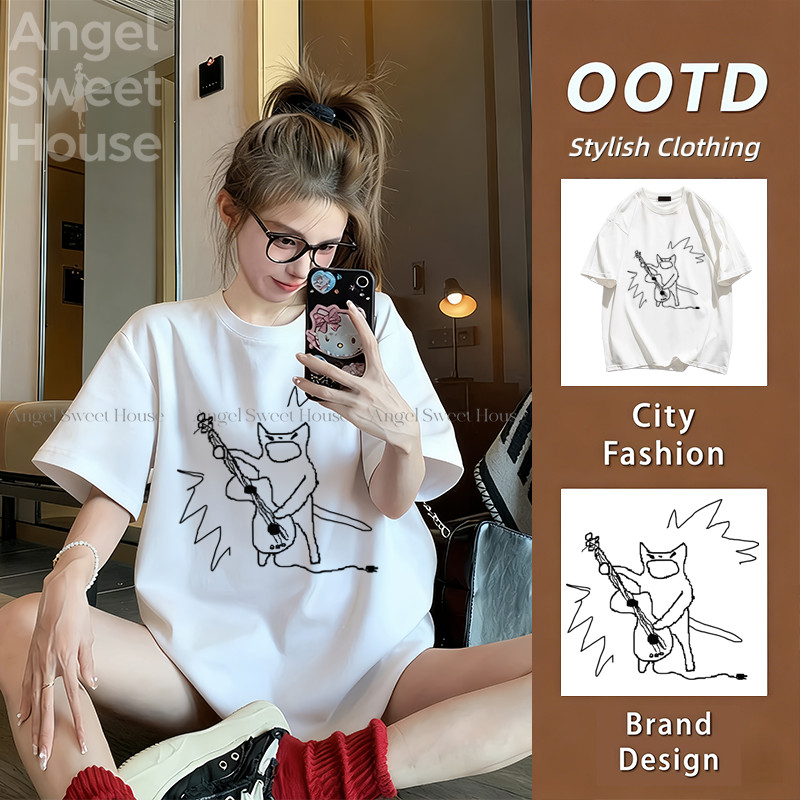 （จัดส่งตลอด 24 ชั่วโมง）Angleเสื้อสกรีน ฉันชอบความรวย เสื้อสกรีนกวนๆ พร้อมส่ง OVERSIZE 6 สี แฟชั่นสไตล์เกาหลี ไซซ์ S-XXXL