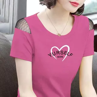 เสื้อยืดคอกลมแขนสั้นสำหรับผู้หญิง ออกแบบเรียบง่าย ลายสวยงาม สวมใส่ได้หลายโอกาส
