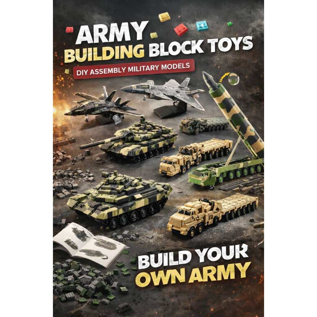 ชุดบล็อกตัวต่อทหาร DIY – F-14 Fighter Jet J-35 Stealth Aircraft DF-41 Missile Launcher & T-90 รถถังต