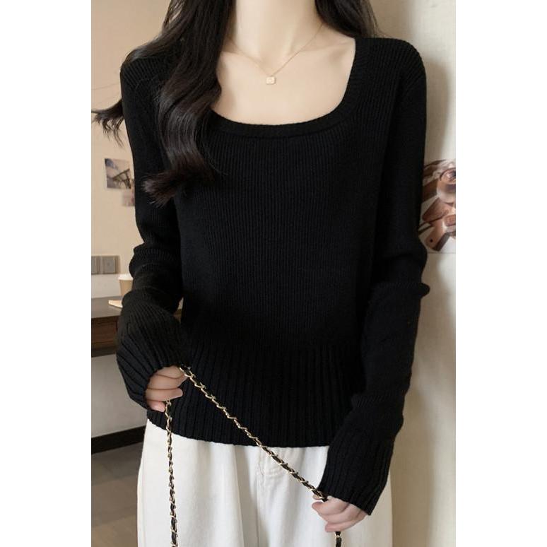 COD 2026 Fat Sister Plus Size เสื้อผ้าผู้หญิงแฟชั่นต้นฤดูใบไม้ร่วงสไตล์ใหม่คอสี่เหลี่ยม Slimmer ดู B