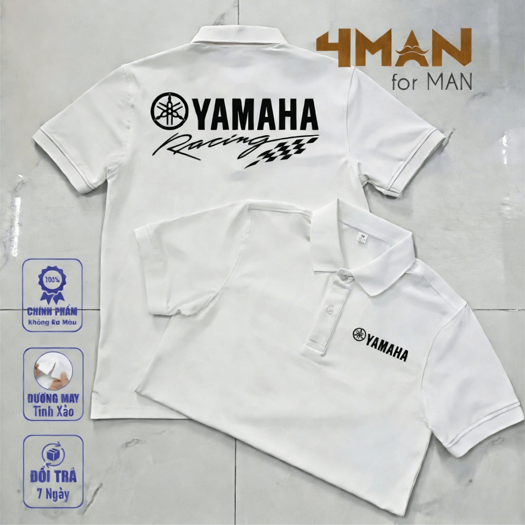 YAMAHA Racing Design ในสต็อก Unisex ผ้าฝ้าย 100% พิมพ์เสื้อโปโลนุ่ม Cool Skin-Friendly สวมใส่ทุกวันแฟชั่น Polo