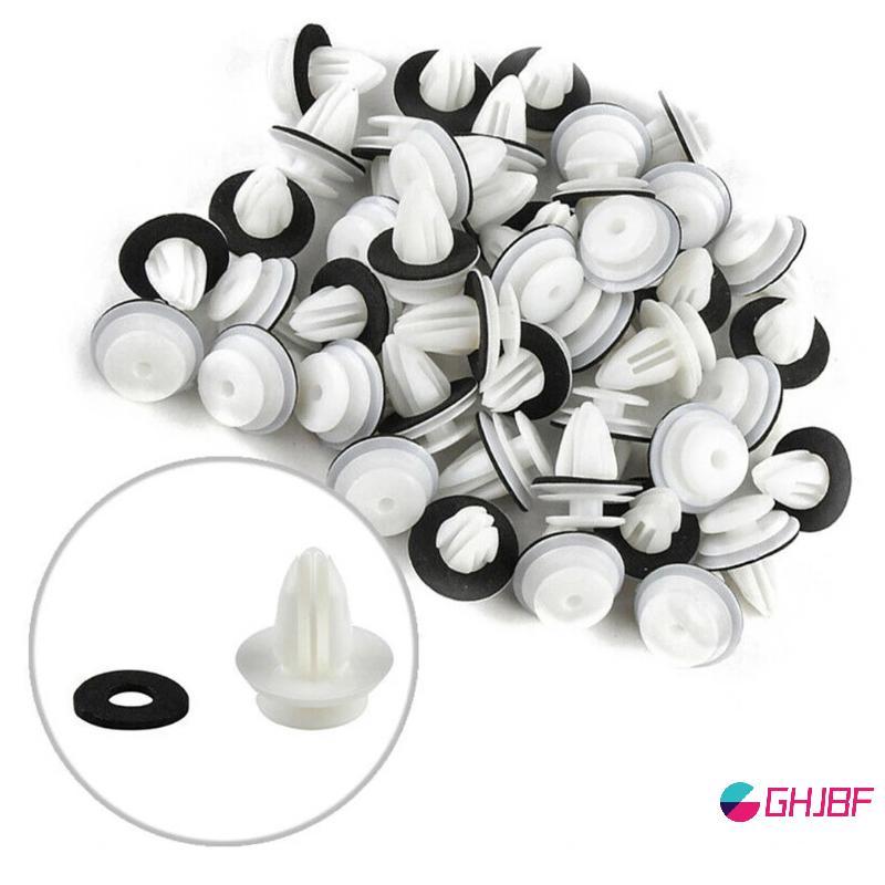 GHJBF] 50/100 ชิ้นแผงควบคุมรถคลิป W/ซีลรอบแหวน Auto Vehicle Retainer Fastener คอเต่าคลิปรถ Push Pin 