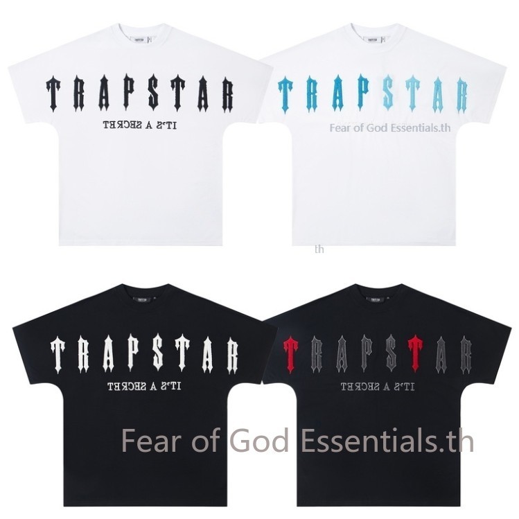Trapstar แขนค้างคาวอุตสาหกรรมหนัก 3D ผ้าขนหนูปักเส้นด้ายคู่เสื้อยืดผ้าฝ้ายแท้