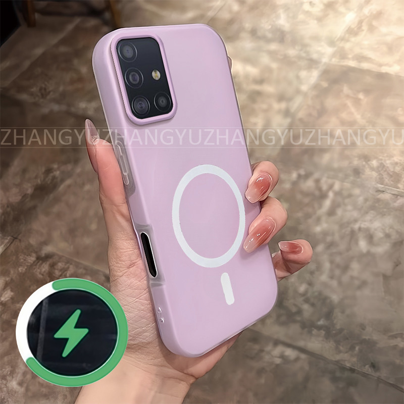 เหมาะสําหรับเคสโทรศัพท์ Samsung A51 4G ใหม่กันกระแทกแม่เหล็กไร้สายชาร์จแหวนเคสโทรศัพท์ GD02