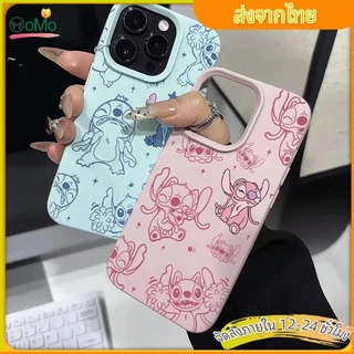 💙การ์ตูน Stitch💙 คู่ สำหรับ IPhone 11 12 15 16 17 13 14 Pro Max XR XS X 7Plus 8Plus Max 16 7 8 15 Plus เคสโทรศัพท์สีชมพู