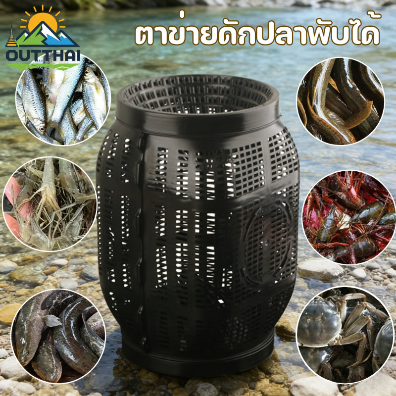 COD ตาข่ายดักปลาพับได้ วัสดุทนทาน ใช้ได้ทั้งดักปลา-กุ้ง ประกอบง่ายแถมเหยื่อ พกพาสะดวก