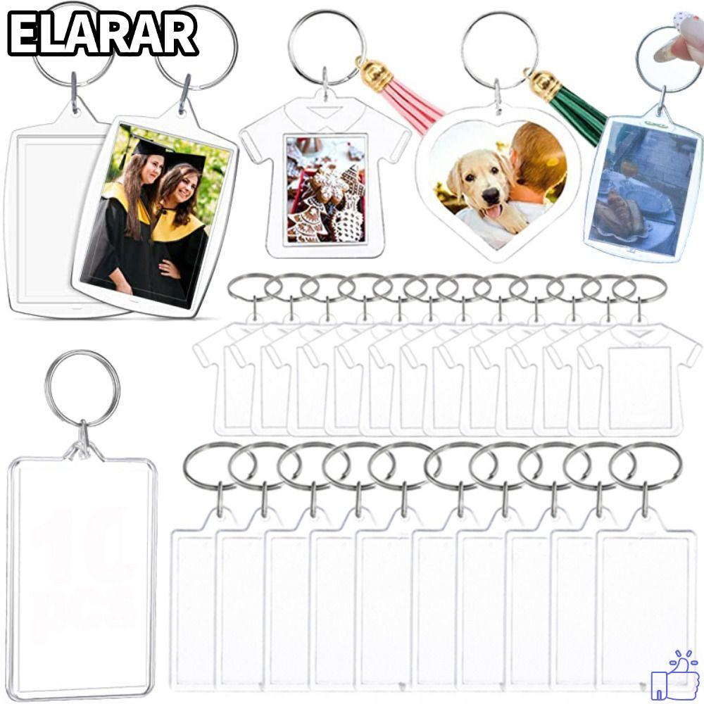 เอลรา‌R 5 ชิ้นกรอบรูปพวงกุญแจ, Snap-In Custom ใส่ Photo Blank พวงกุญแจ, ทนทานจี้ Tassels อะคริลิคโปร