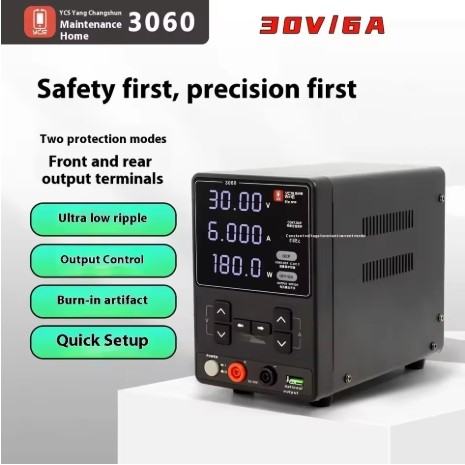 YCS-3060 30V 6A แหล่งจ่ายไฟ 180W สําหรับโทรศัพท์มือถือการบํารุงรักษา DC แอมป์มิเตอร์ เครื่องสั้นวงจร