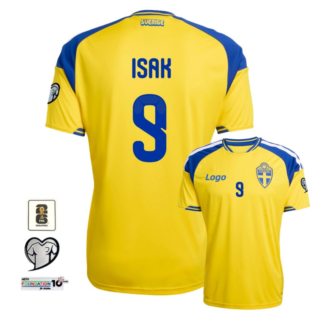 Sweden 2026-27 Fans Edition Men Home Breathable Football Jersey เสื้อยืดแขนสั้นพร้อม