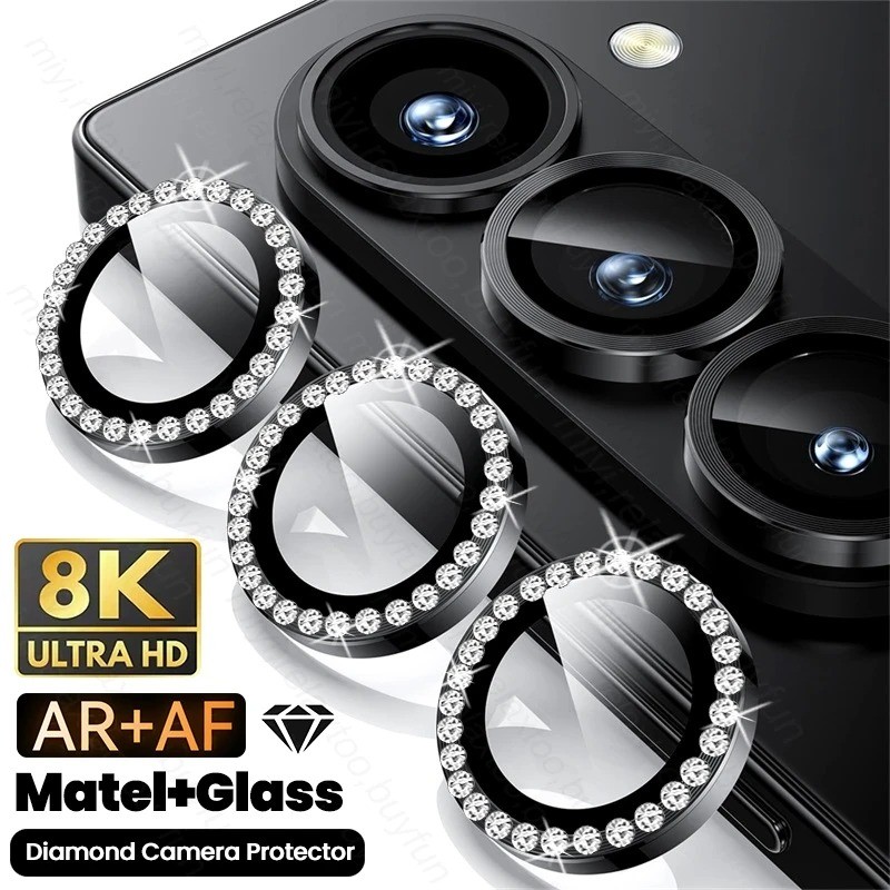 สําหรับ Samsung Galaxy Z พับ 7 Glitter Diamond เลนส์กล้องฟิล์มกระจกนิรภัยสําหรับ Samsung Galaxy ZFol