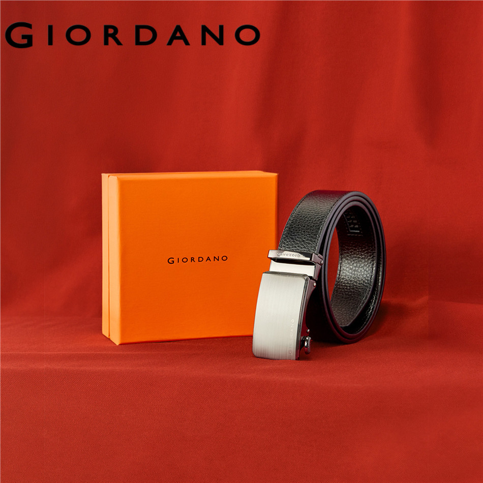 GIORDANO MEN Gift box brushed steel buckle leather belt 01135651