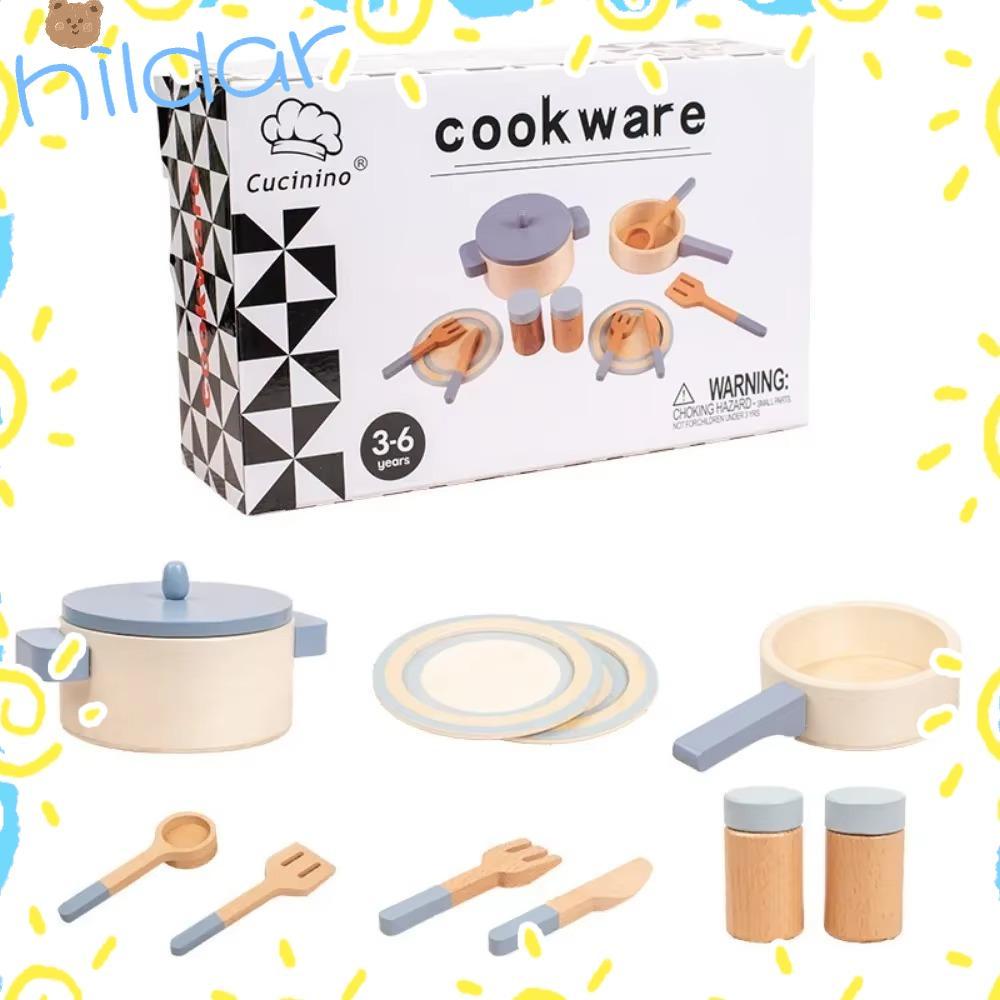 HLAR ของเล่นครัวจําลอง, หม้อเครื่องครัวบ้านกระทะทําอาหารของเล่นเพื่อการศึกษา, ไม้ตลกทนทาน Early Education เครื่องครัวบทบาทเล่น Chef