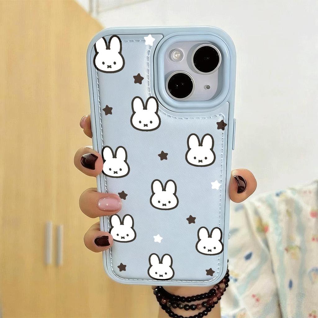 Soft Rabbit พิมพ์เต็มสําหรับ iPhone 15plus iPhone 14promax Case รูขนาดใหญ่ 13 Soft Case 12pro ง่าย 7