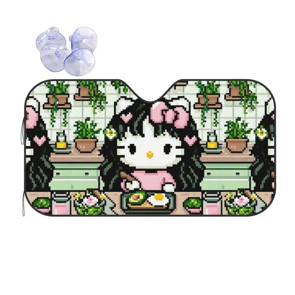 Custom Hello Kitty Anime Car Windshield Sunshade Manga Front Windshield Sun Shade Visor