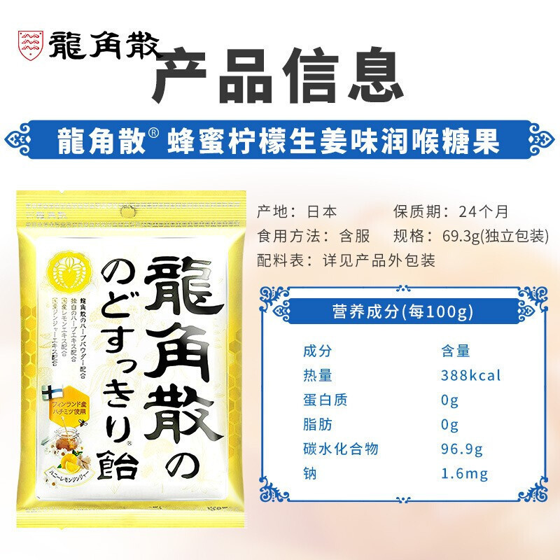 นําเข้าจากญี่ปุ่น Ryuksan Lozenges รสมะนาวรสบลูเบอร์รี่ปราศจากน้ําตาล Lozenges ผงคอป้องกันลูกอมมิ้นต