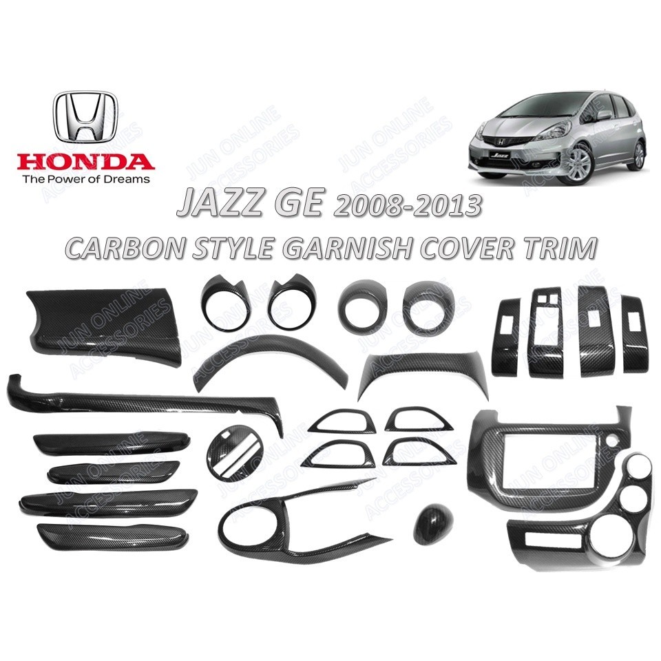 Honda Jazz GE 2008-2013 Carbon Garnish Trim ภายในฝาครอบ Trim สไตล์คาร์บอน
