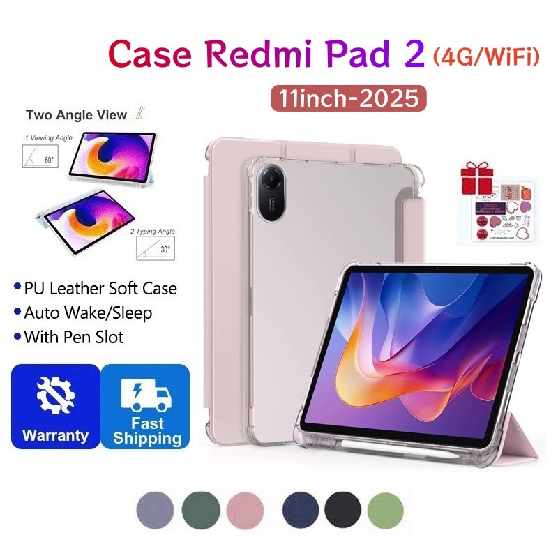 เคส Redmi Pad 2 11 นิ้วเคสแม่เหล็กพร้อมช่องเสียบปากกาสําหรับ Xiaomi Redmi Pad 2 4G 11 "ฝาครอบ