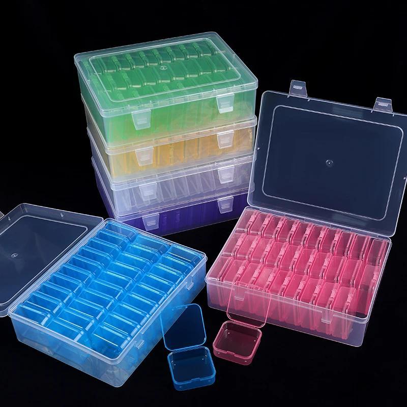 31 ชิ้นลูกปัดขนาดเล็ก Organizer กรณีพลาสติก Mini Clear Dimond คอนเทนเนอร์กล่องสําหรับสร้อยข้อมือ DIY เครื่องประดับ Craft เล็บ