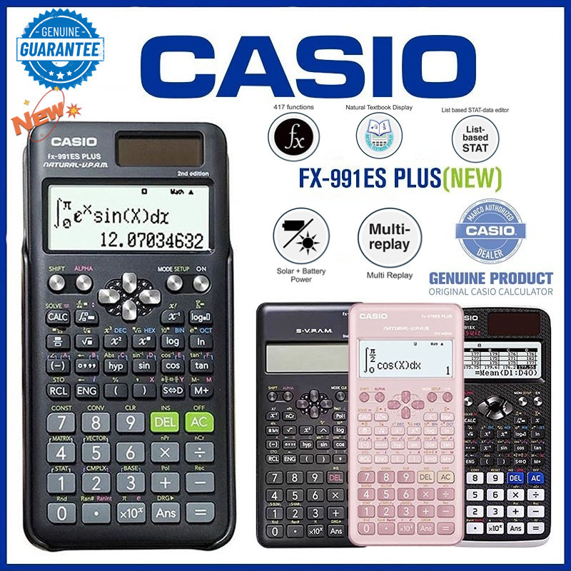เวอร์ชันล่าสุด Casio fx-991ES PLUS-2 เครื่องคิดเลขวิทยาศาสตร์สําหรับสํานักงานโรงเรียน