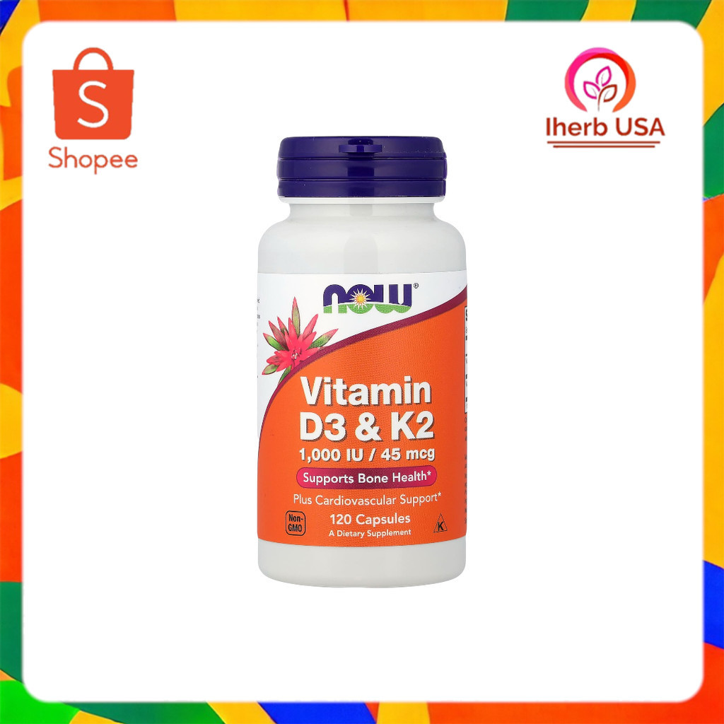 Vitamin D3 & K2  120 Capsules  วิตามิน D3 1,000 IU / วิตามิน K2 45 มคก.