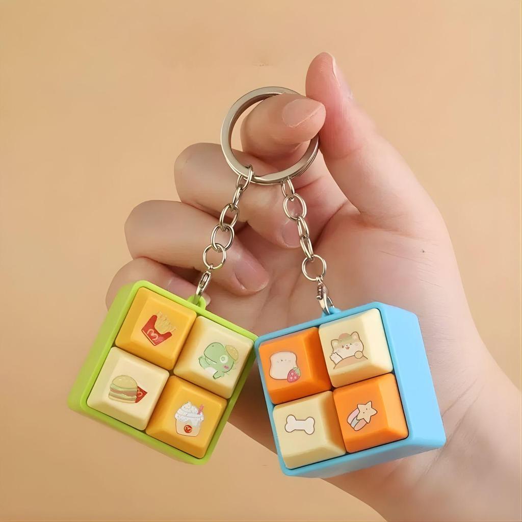 พวงกุญแจ, ปุ่มคีย์บอร์ด DIY ปุ่มคีย์บอร์ดนิ้ว, บรรเทาความเครียดการ์ตูน Keycap Clicker ของเล่น