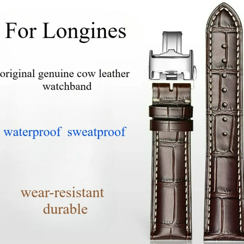 สําหรับ Longines Master Collection/Conquest/Master Collection Moonphase Series สายนาฬิกาหนังวัวแท้ 1