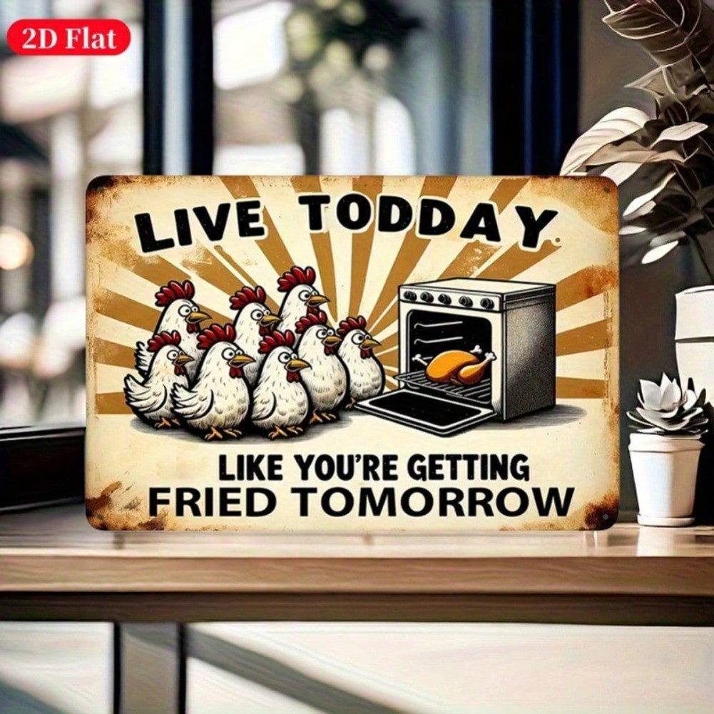 HELLOYOUNG ป้ายผนังโลหะย้อนยุคตลก Vintage Home Kitchen Decor Live Today Like Tomorrow