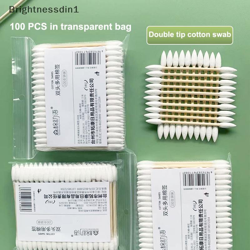 [Brightnessdin] 100/300/500 ชิ้น Precision Tip สัตว์เลี้ยงสําลีปลายแหลมสําลีไม้ไผ่ Stis และ Double P