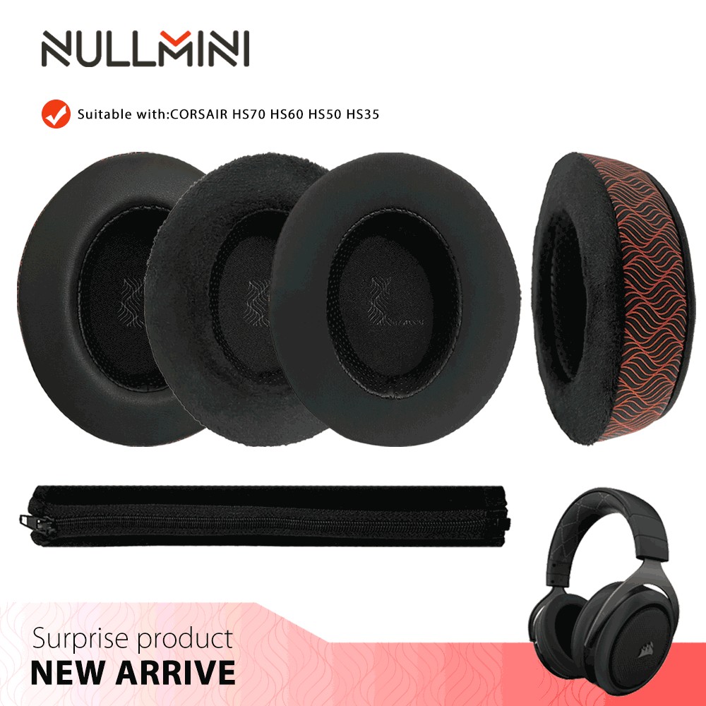 NullMini สําหรับ CORSAIR HS70,HS60,HS50,HS45,HS35,2100 เปลี่ยนแผ่นรองหูฟังแถบคาดศีรษะหูฟังอุณหภูมิเป