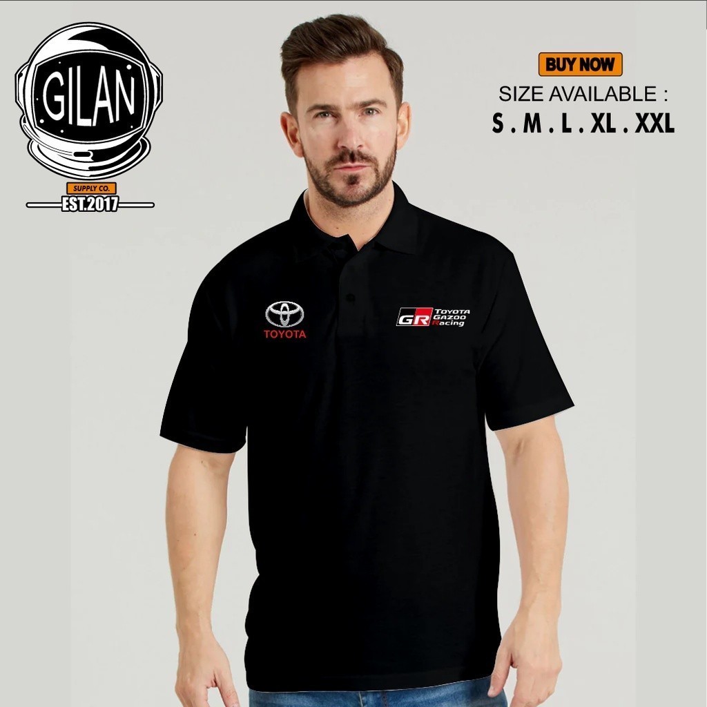 GUZO Racing Sport เสื้อโปโล Toyota พิมพ์ Unisex ผ้าฝ้าย 100%, ไซส์ S-3XL สวมใส่ได้นานและกระชับพอดีตัว, มีในสต็อก