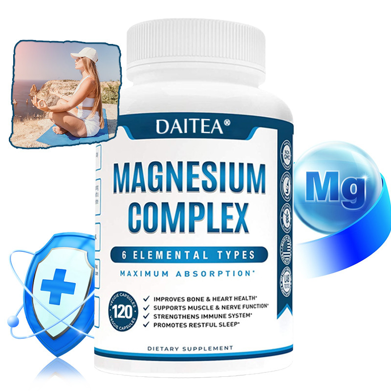 อาหารเสริมแคปซูล Daitea Magnesium Complex บรรจุ 6 ธาตุ เพื่อรองรับสุขภาพกล้ามเนื้อและเส้นประสาท และเสริมสร้างข้อต่อและกระดูก