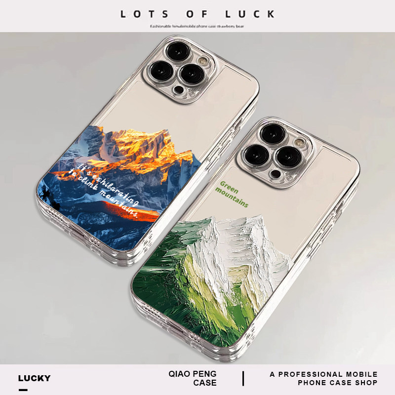 เหมาะสําหรับ iqoo12 เคสโทรศัพท์ 11 ภาพวาดสีน้ํามัน Mountain Peak neo10pro OnePlus 13 โปร่งใส 1+ace5 