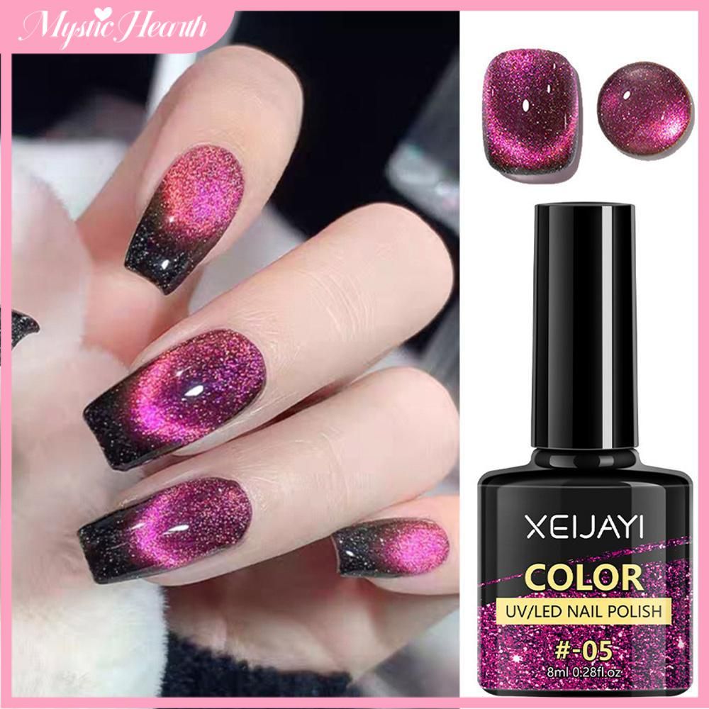 【เก็บเงินปลายD】 [จัดส่งภายใน 24 ชั่วโมง] ยาทาเล็บเจลทรงตาแมว Xeijayi Night Streaming ผงแม่เหล็กสำหรั