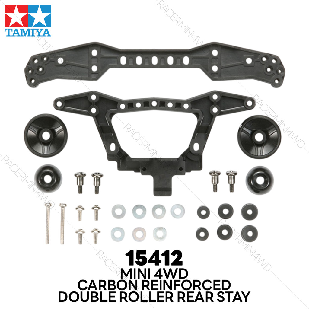 TAMIYA 15412 Mini 4WD Carbon Reinforced Rear Double Roller Stay (3 Attachment Points)