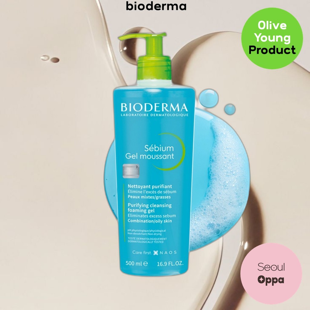 [bioderma] Sebium Purifying Foaming Gel, 500ml, 1 ชิ้น / เจลล้างหน้าเกาหลี / สูตรผิวมัน by SeoulOppa