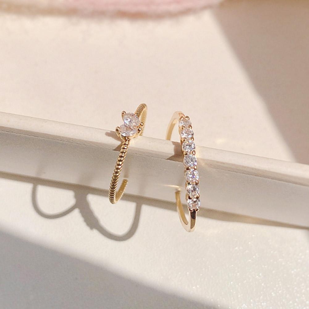 Love Opening Ring Set แหวนดีไซน์ส่วนบุคคล 2 ชิ้น W8Y0