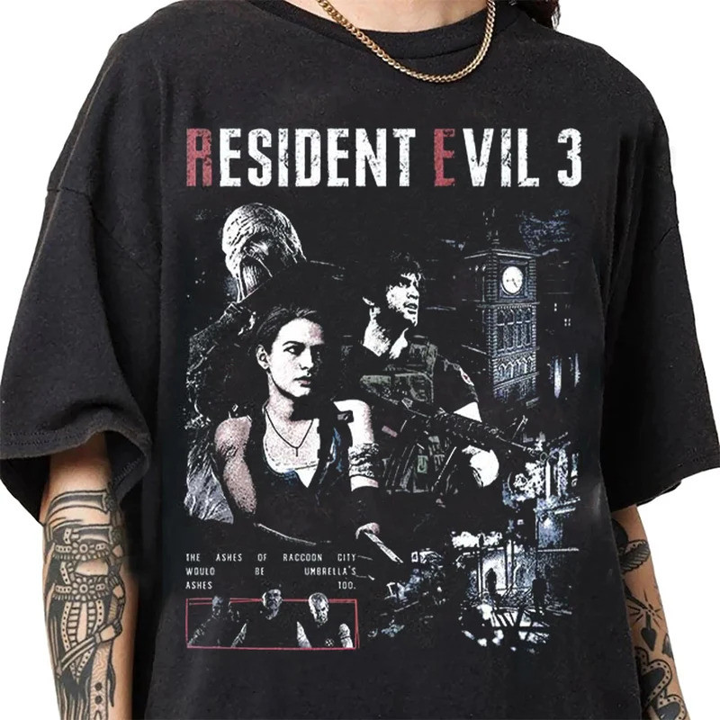 เสื้อยืด Permainan Resident Evil 3 Biohazard Untuk Lelaki Wanita 100% Kapas T เสื้อ Streetwear Tops 