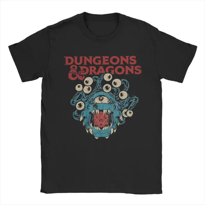 Dungeon Dragon DnD เสื้อยืดผู้ชายวินเทจผ้าฝ้าย 100% เสื้อแขนสั้นแฟชั่นรอบคอไอเดียเสื้อผ้า