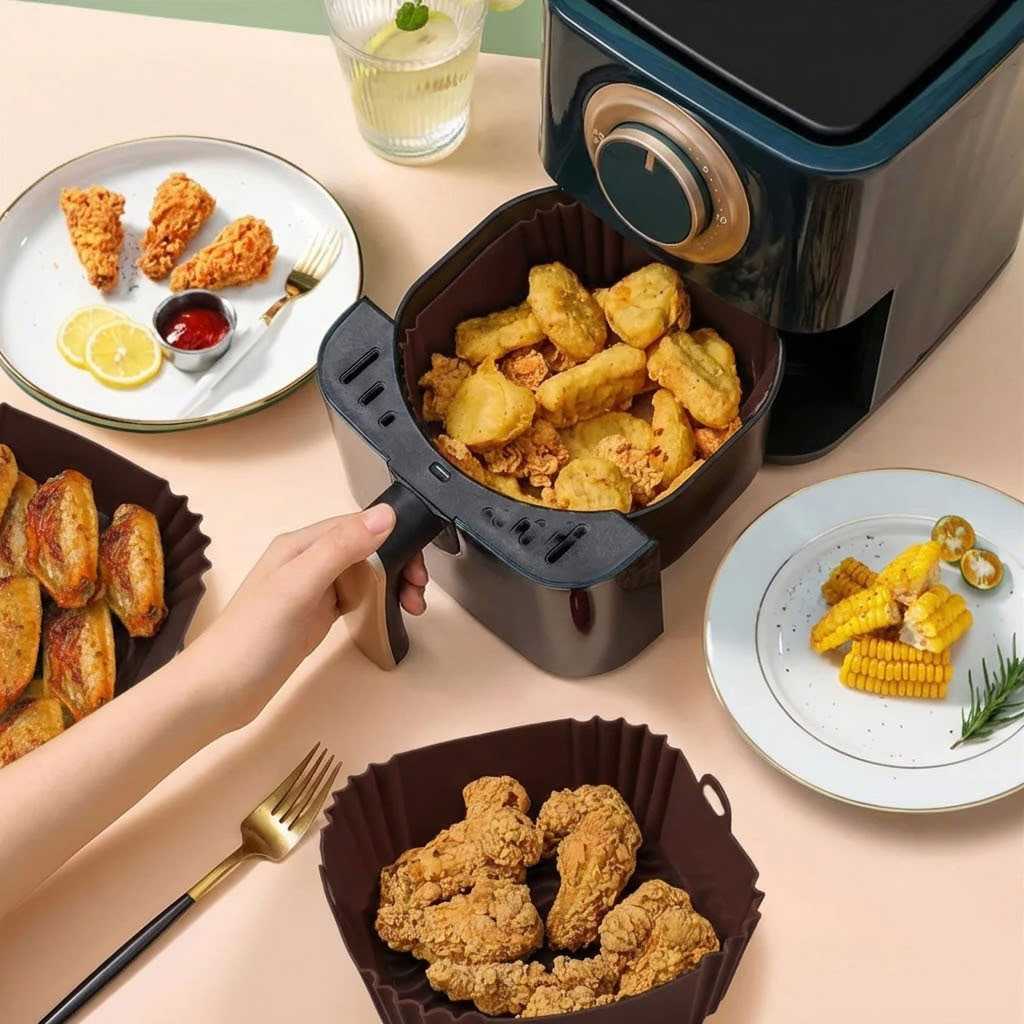 AShop ซิลิโคน Air Fryer Liner ถาดอบซิลิโคน 18.5x18.5x5.5 ซม.