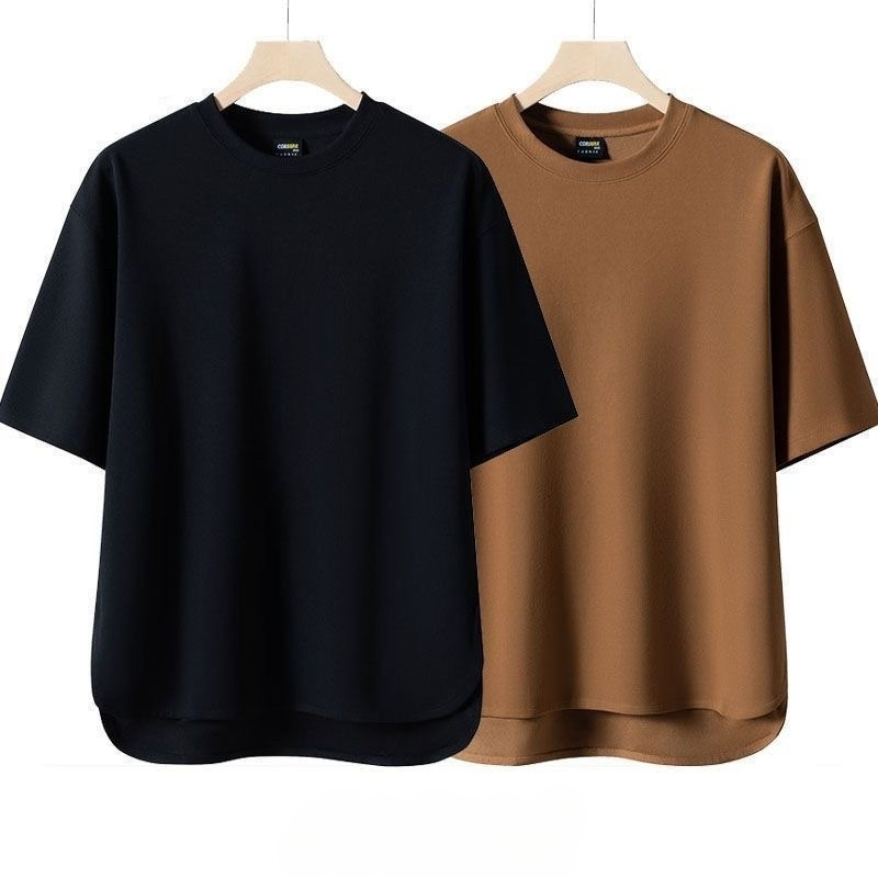 Chaistyle เสื้อยืดผู้ชาย คอกลมแขนสั้น สีล้วน แบบหลวมแมทช์ลุคง่าย ใส่ได้ทั้งชายและหญิง